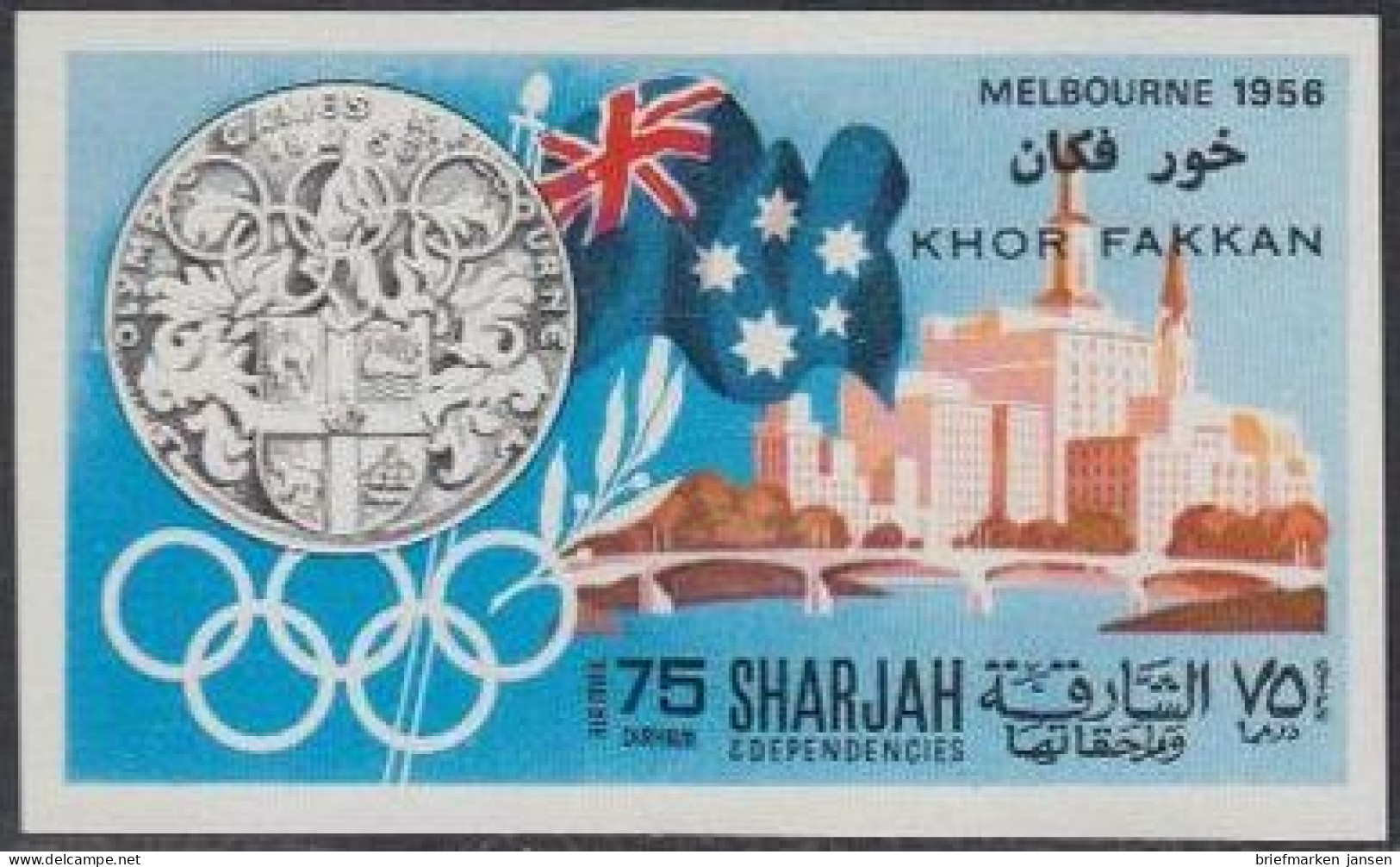 Sharjah Khor Fakkan Mi.Nr. 166B Geschichte D.Olymp. Spiele, Melbourne 1956 (75) - Schardscha