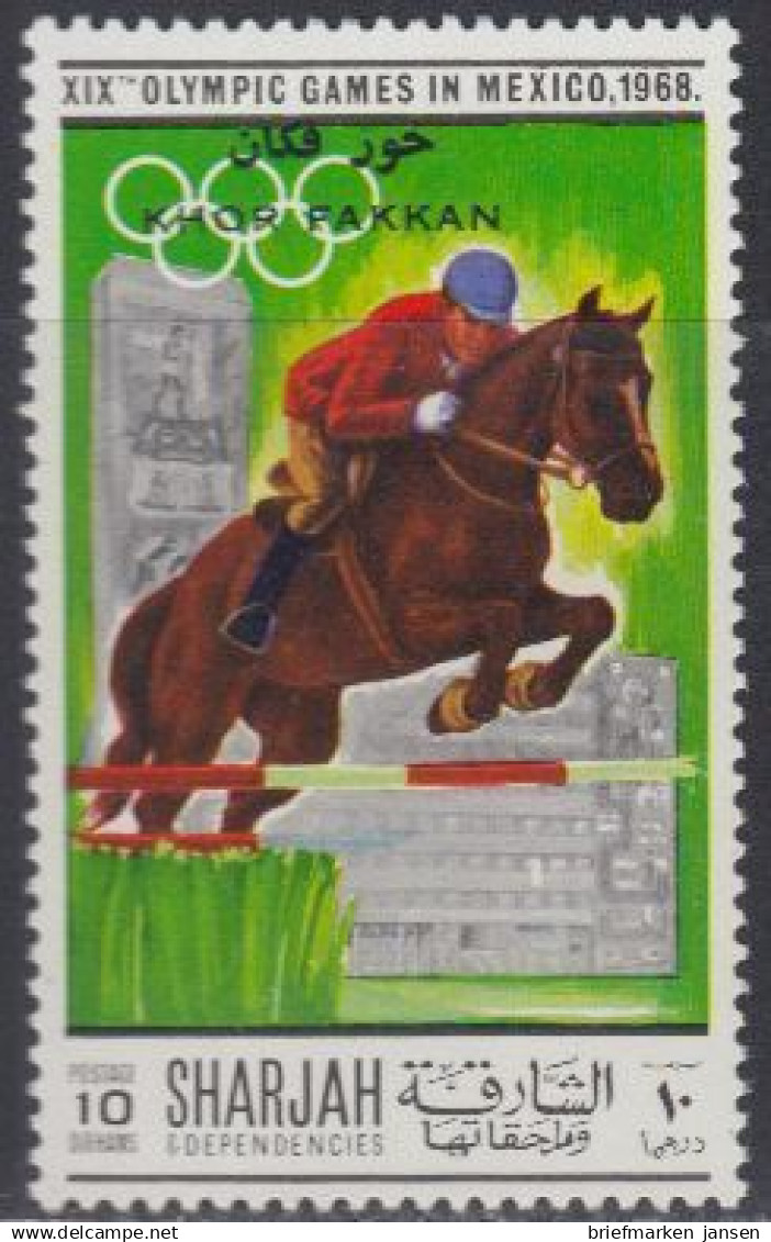 Sharjah Khor Fakkan Mi.Nr. 171A Olympia 1968 Mexiko, Springreiten (10) - Schardscha