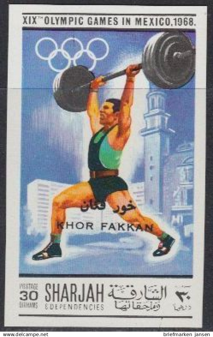 Sharjah Khor Fakkan Mi.Nr. 173B Olympia 1968 Mexiko, Gewichtheben (30) - Schardscha