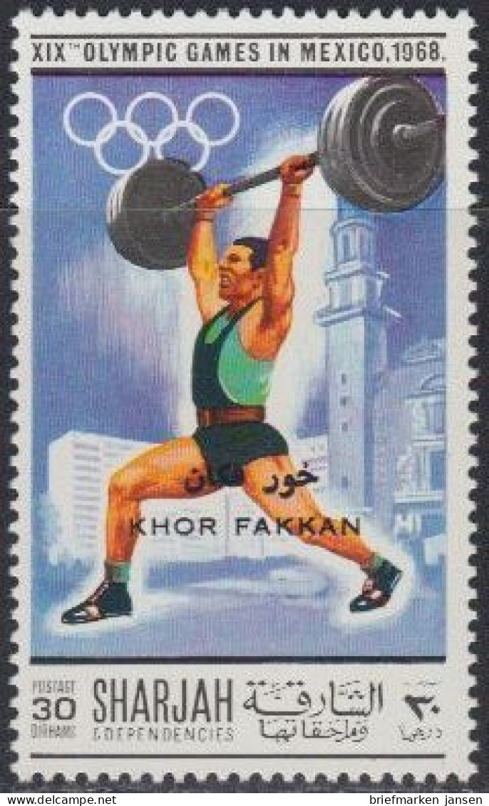 Sharjah Khor Fakkan Mi.Nr. 173A Olympia 1968 Mexiko, Gewichtheben (30) - Schardscha