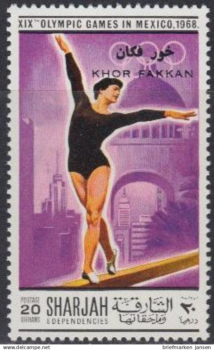 Sharjah Khor Fakkan Mi.Nr. 172A Olympia 1968 Mexiko, Turnen Schwebebalken (20) - Schardscha
