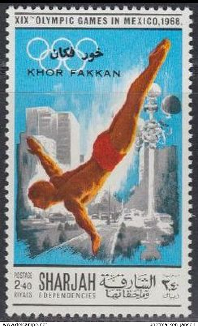 Sharjah Khor Fakkan Mi.Nr. 175A Olympia 1968 Mexiko, Turmspringen (2,40) - Schardscha