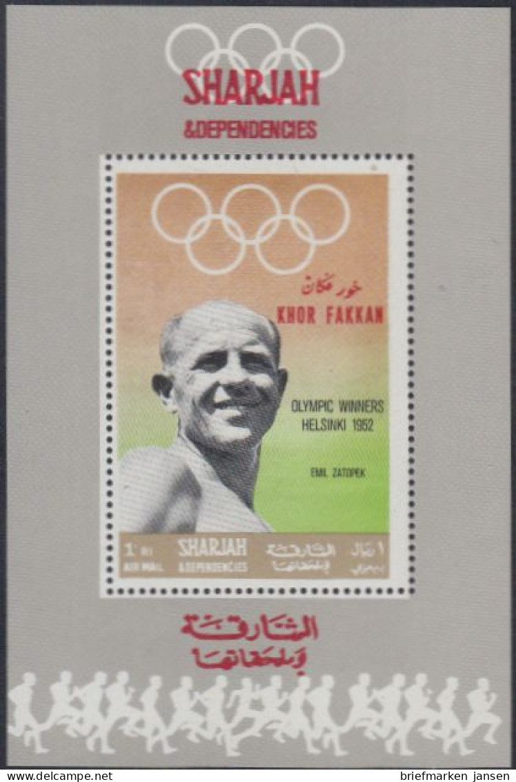 Sharjah Khor Fakkan Mi.Nr. 221Sb Olympiasieger 1952 Emil Zatopek (1) - Schardscha