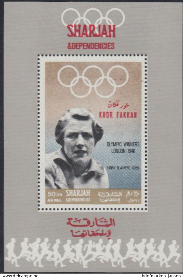 Sharjah Khor Fakkan Mi.Nr. 220Sb Olympiasiegerin 1948 Fanny Blankers-Koen (50) - Sharjah