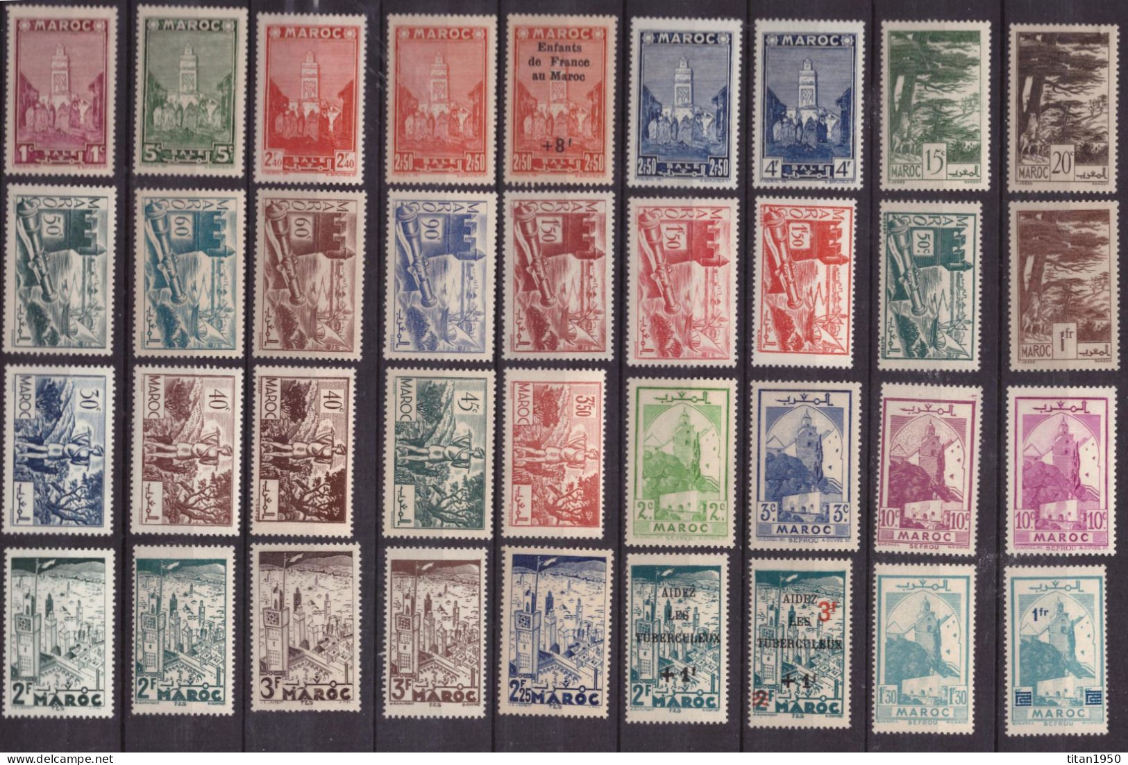 MAROC - Monuments - 1939-1955 - Lot De 36 Tmbres Neufs ** - Cote  38,25 € - Unused Stamps