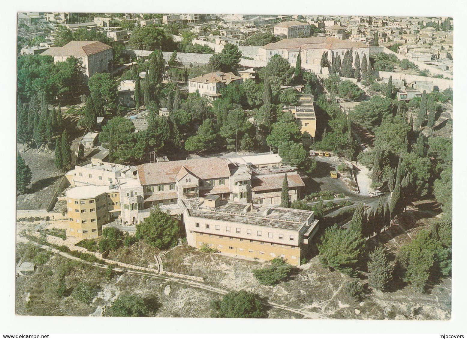 1980? Lsrael AERIAL VIEW Of EMMS NAZARETH HOSPITAL  Postcard Stamps Cover Health Medicine - Lettres & Documents