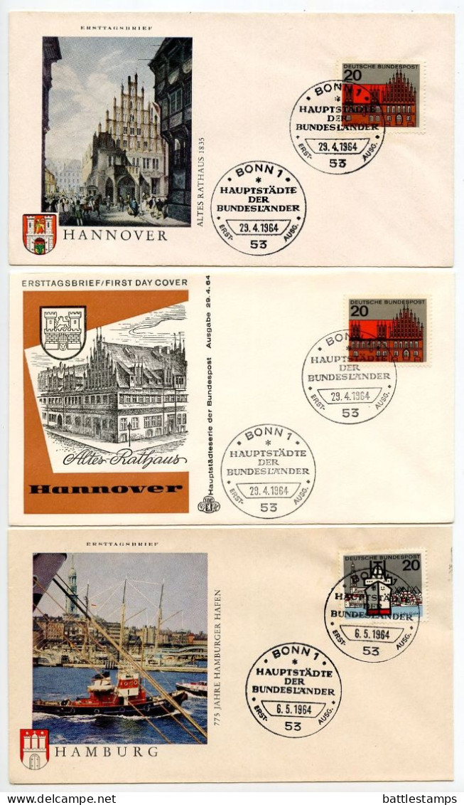 Germany, West 1964-65 29 FDCs Scott 869-879A 12 State Capitals - Mix Of Architecture & Landmarks - 1961-1970