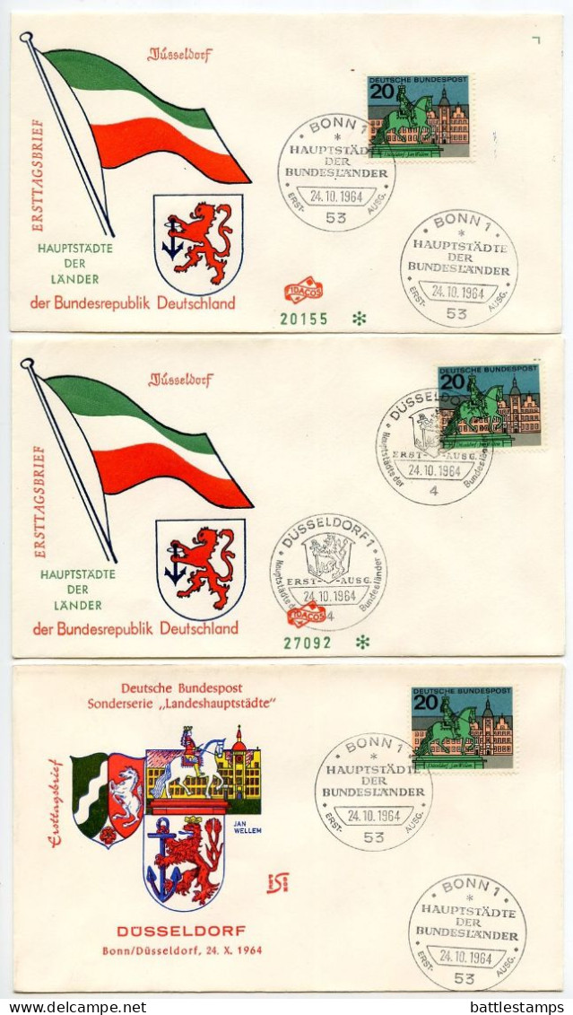 Germany, West 1964-65 29 FDCs Scott 869-879A 12 State Capitals - Mix of Architecture & Landmarks