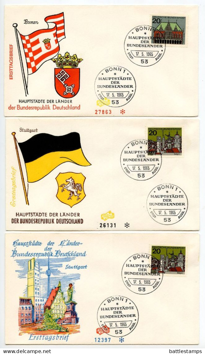 Germany, West 1964-65 29 FDCs Scott 869-879A 12 State Capitals - Mix of Architecture & Landmarks