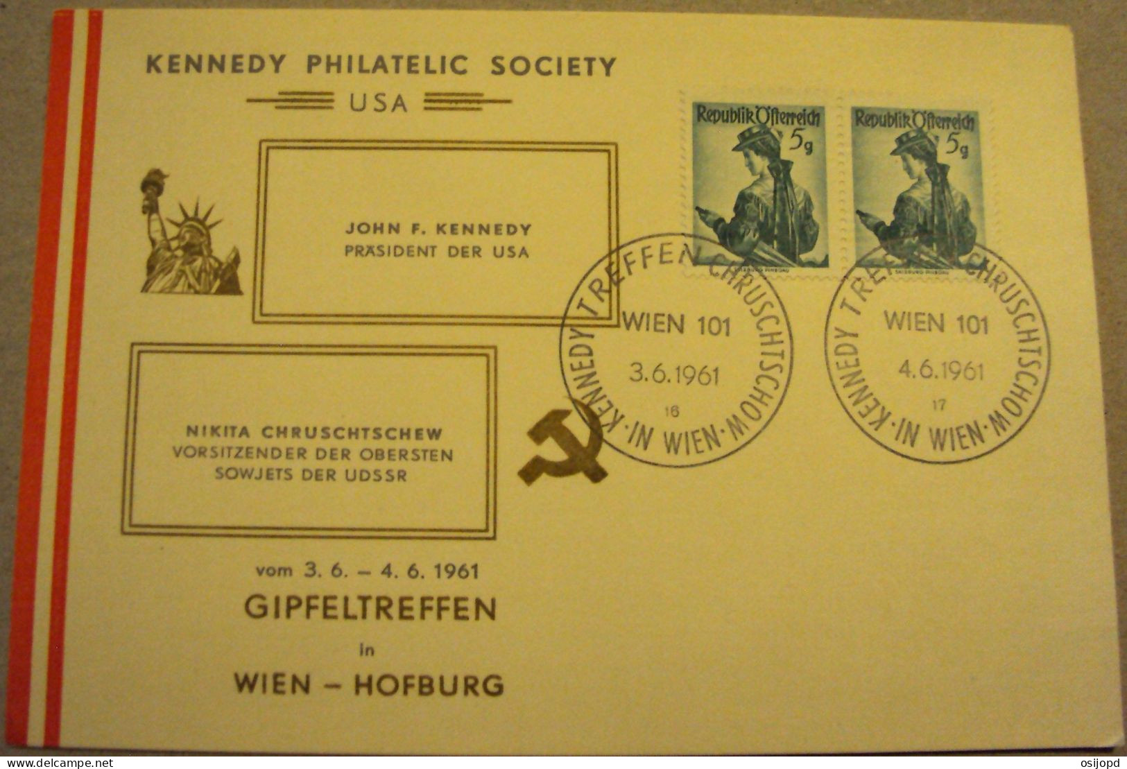 österreich, 1961, Gipfeltreffen, Kennedy-Chrustschow - Covers & Documents