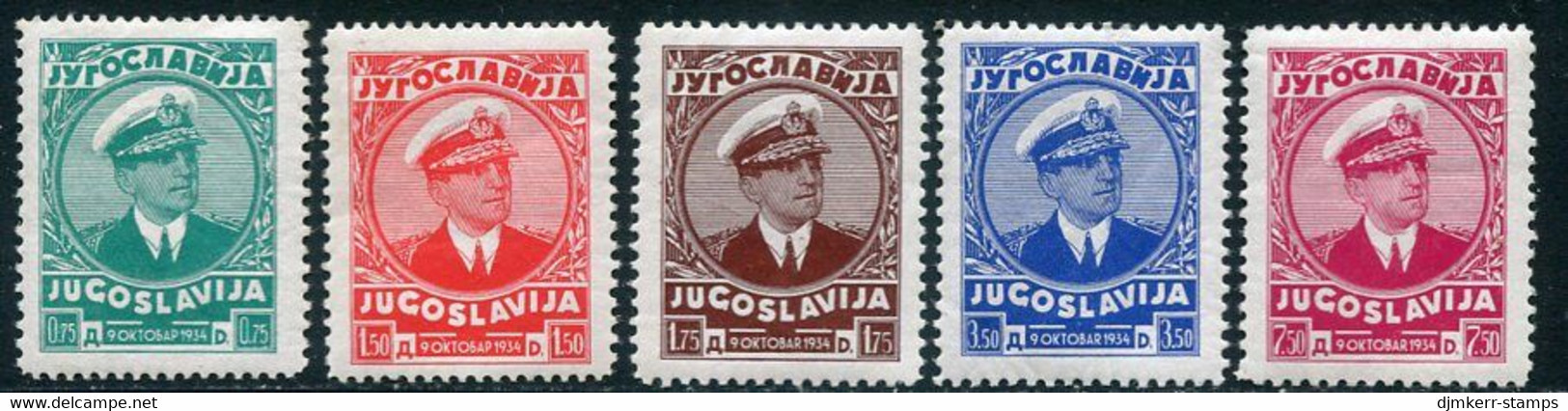 YUGOSLAVIA 1935 KIng Alexander Assassination Anniversary LHM / *  Michel 315-19 - Ungebraucht