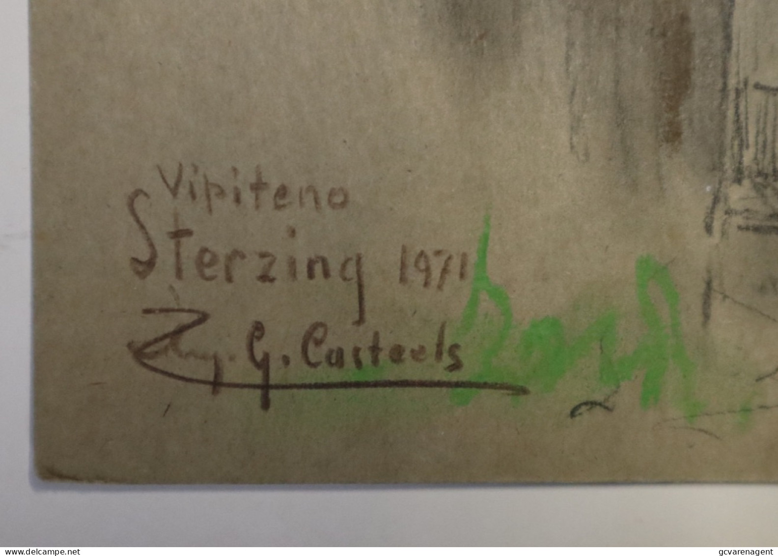 DISEGNO A PASTELLO - VIPITENO STERZING  1971  ILLUSTRATORE BELGA G.CASTEELS SU CARTONE  33 X 24 CM  LOOK SCANS - Vipiteno
