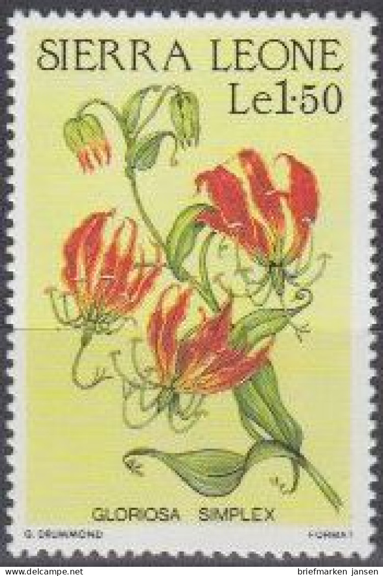 Sierra Leone Mi.Nr. 902 Blüten, Gloriosa Simplex (1,50) - Sierra Leone (1961-...)