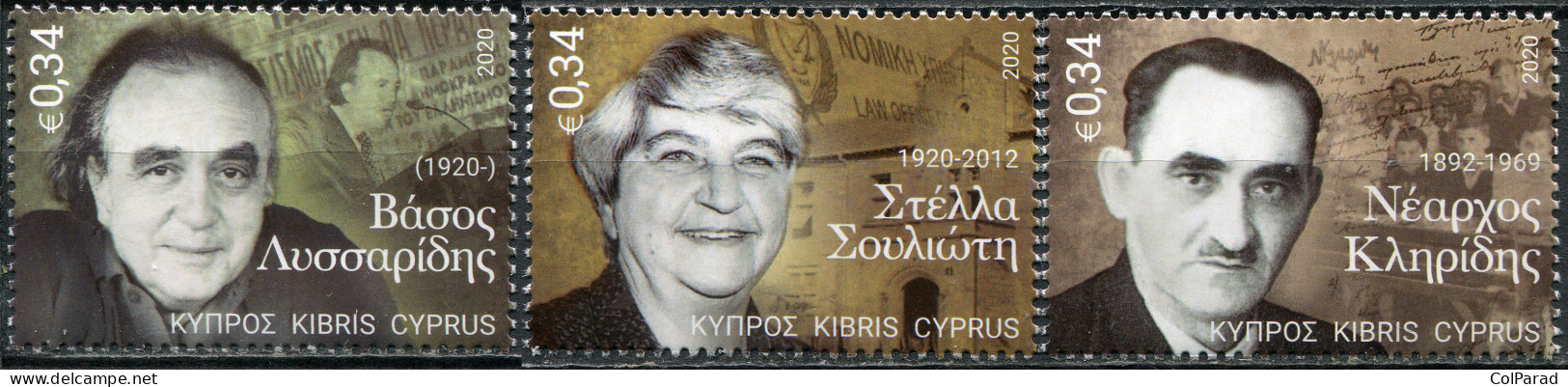 CYPRUS - 2020 - SET OF 3 STAMPS MNH ** - Famous People Of Cyprus - Ongebruikt