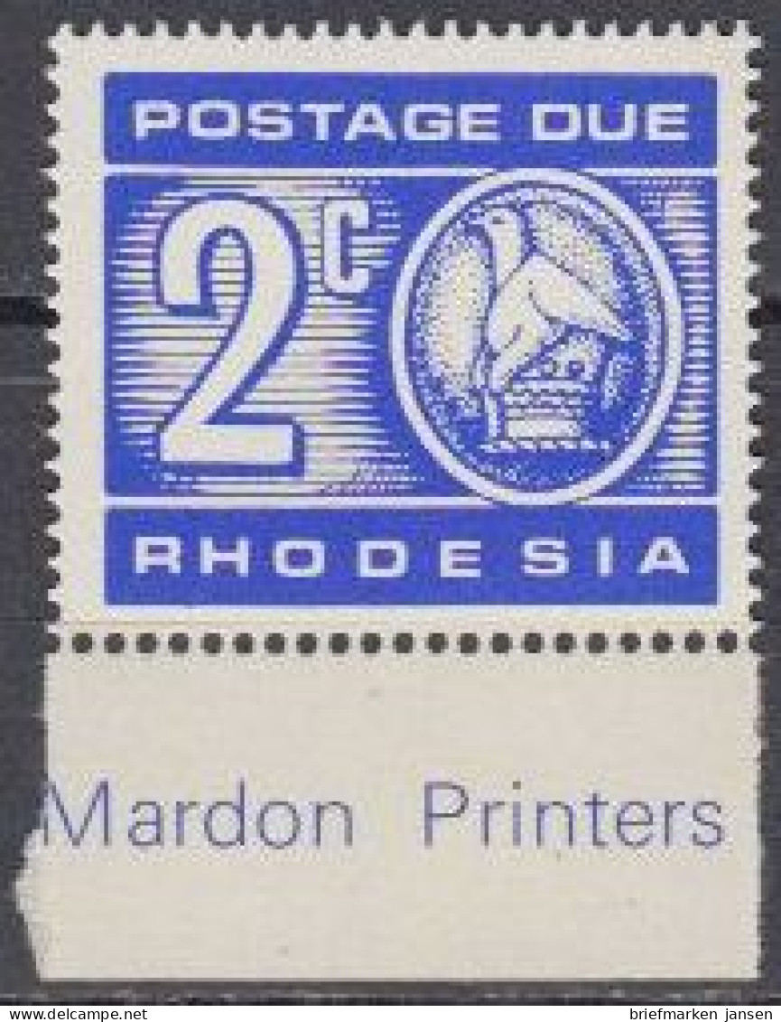 Rhodesien Mi.Nr. P 12 Portomarke, Ziffer + Detail Aus Staatswappen (2) - Zimbabwe (1980-...)