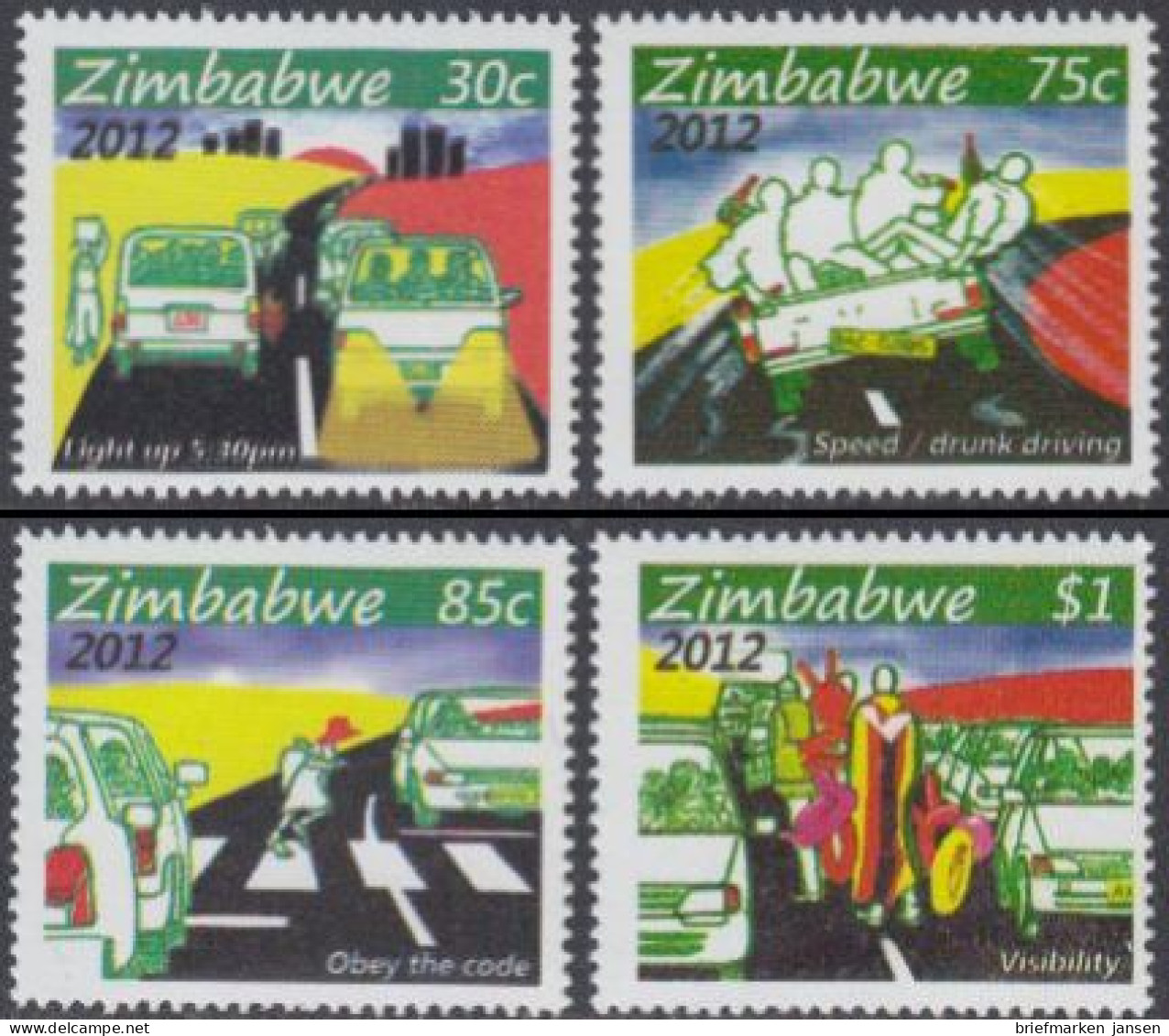 Simbabwe Mi.Nr. 989-92 Sicherheit Im Straßenverkehr (4 Werte) - Zimbabwe (1980-...)