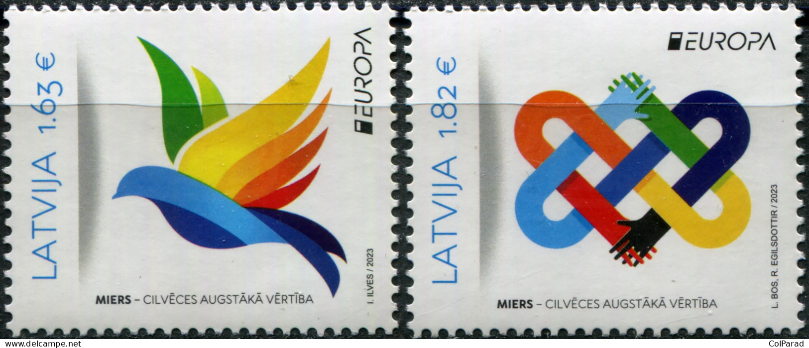 LATVIA - 2023 - SET OF 2 STAMPS MNH ** - Peace - Humanity's Highest Value - Letland