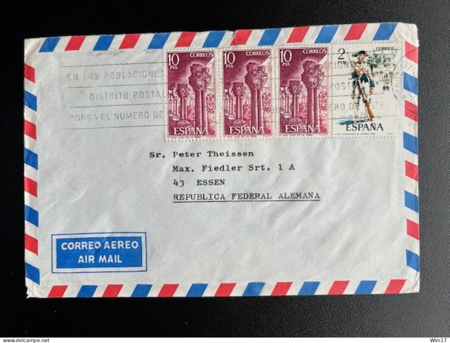 SPAIN ESPANA 1975 AIR MAIL LETTER SANTA CRUZ DE TENERIFE TO ESSEN 03-12-1975 SPANJE - Briefe U. Dokumente