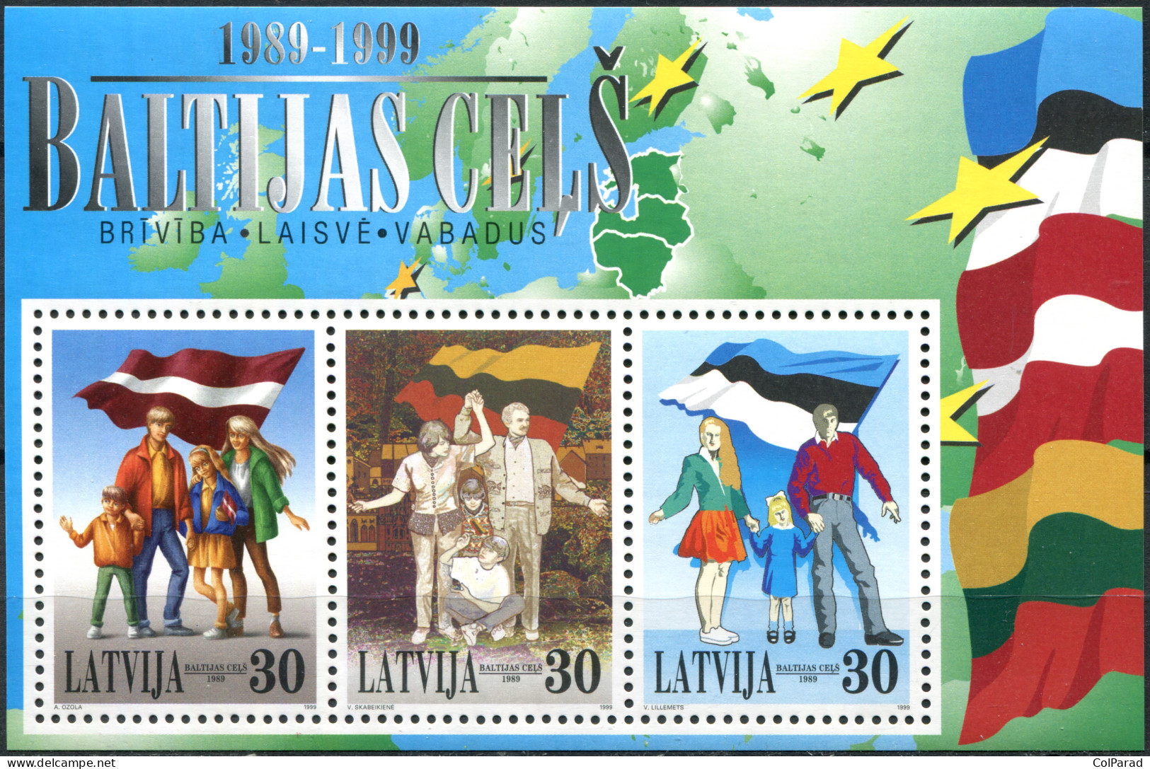LATVIA - 1999 - SOUVENIR SHEET MNH ** - 10th Anniversary Of Baltic Chain - Letland
