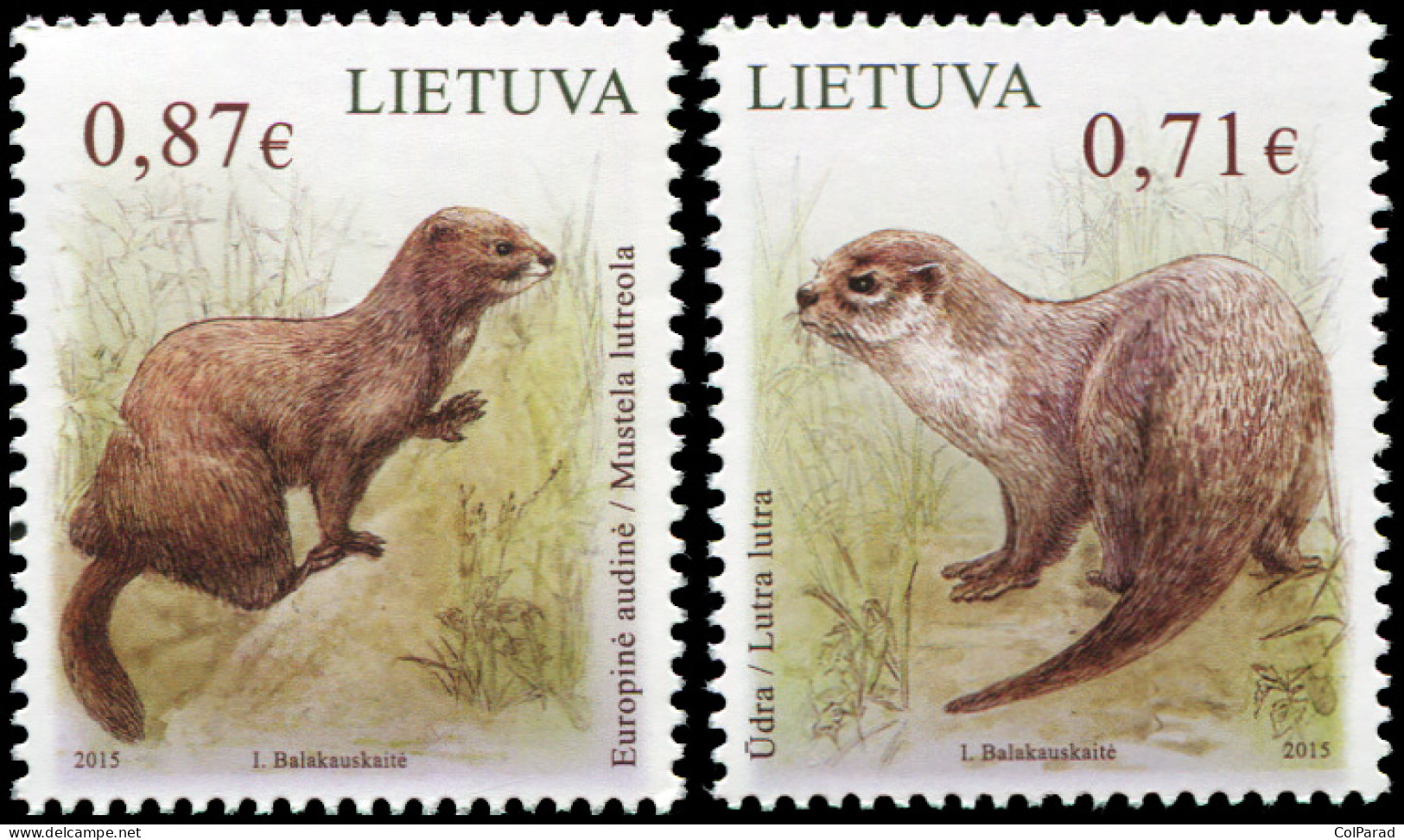 LITHUANIA - 2015 - SET OF 2 STAMPS MNH ** - Red Book Of Lithuania - Mammals - Lithuania