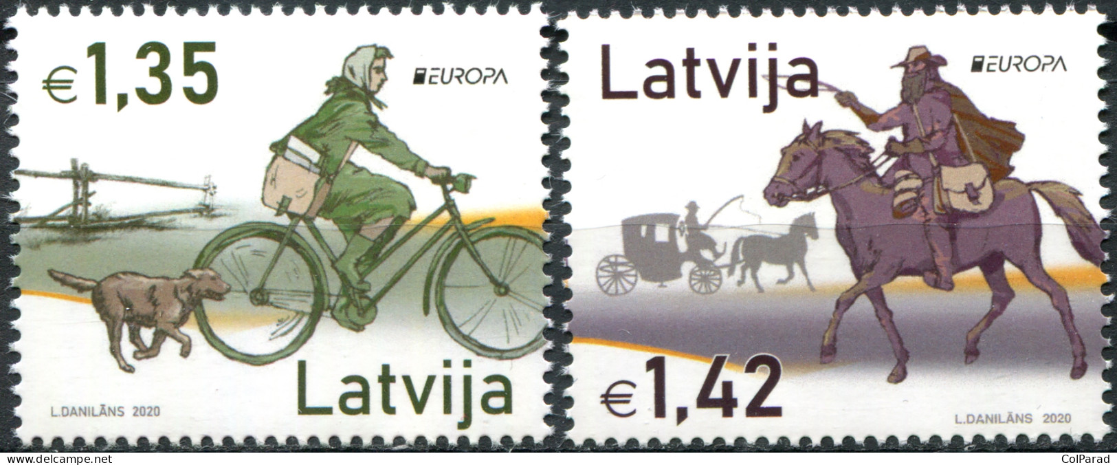 LATVIA - 2020 - SET OF 2 STAMPS MNH ** - Ancient Postal Routes - Letonia