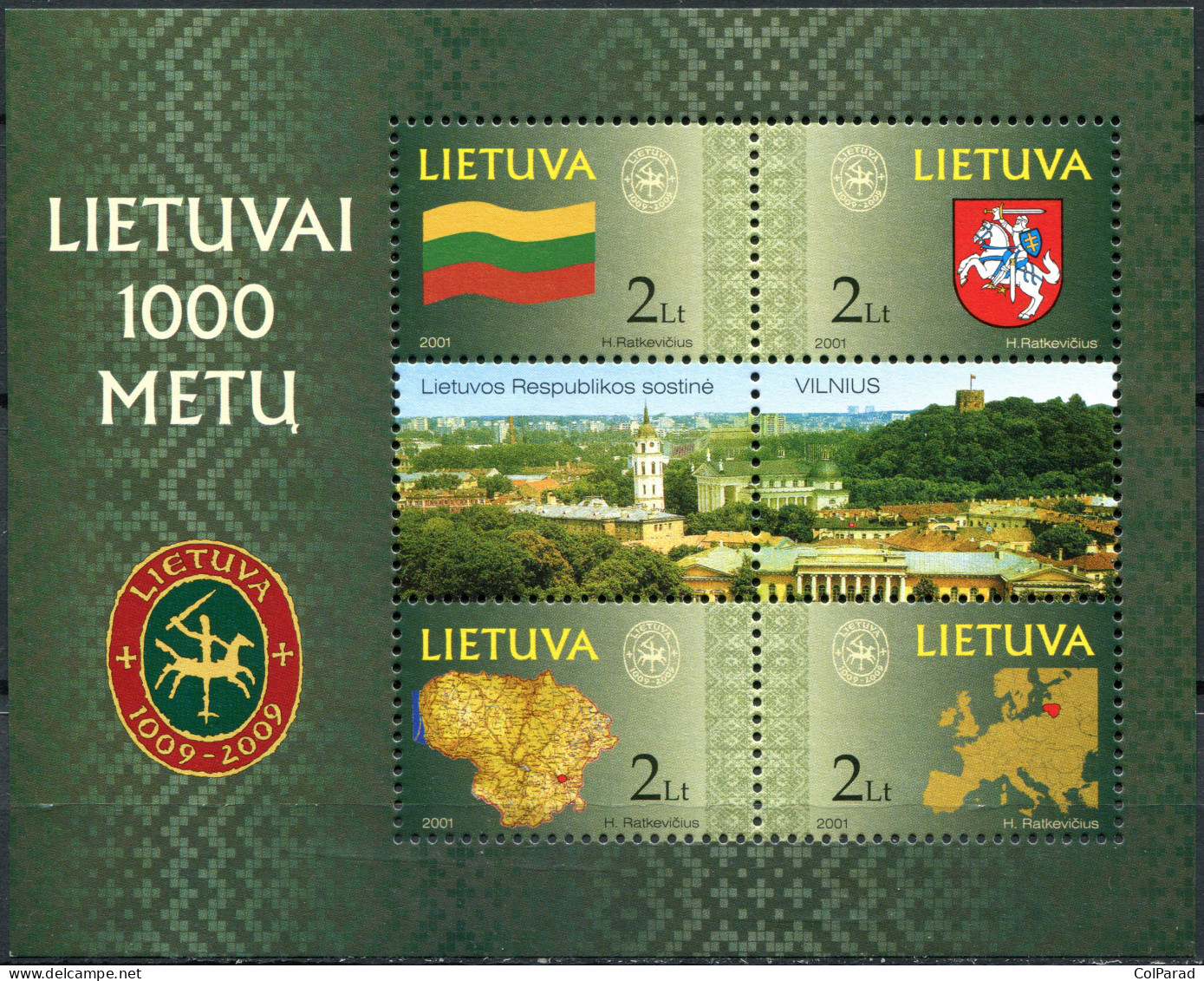 LITHUANIA - 2001 - SOUVENIR SHEET MNH ** - 1000th Anniversary Of Lithuania - Lithuania
