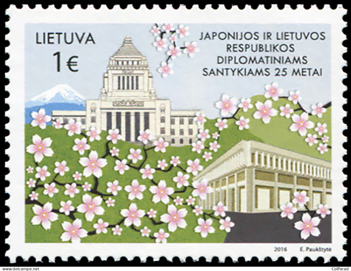 LITHUANIA - 2016 - STAMP MNH ** - Diplomatic Relations With Japan - Lithuania