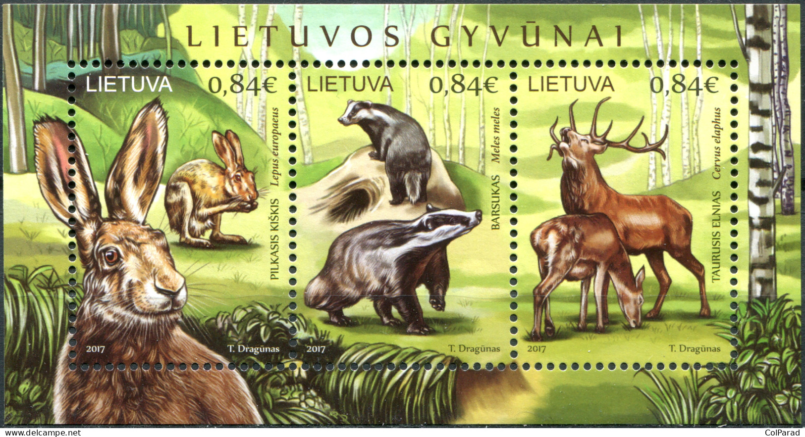 LITHUANIA - 2017 - SOUVENIR SHEET MNH ** - Endemic Animals - Lituania