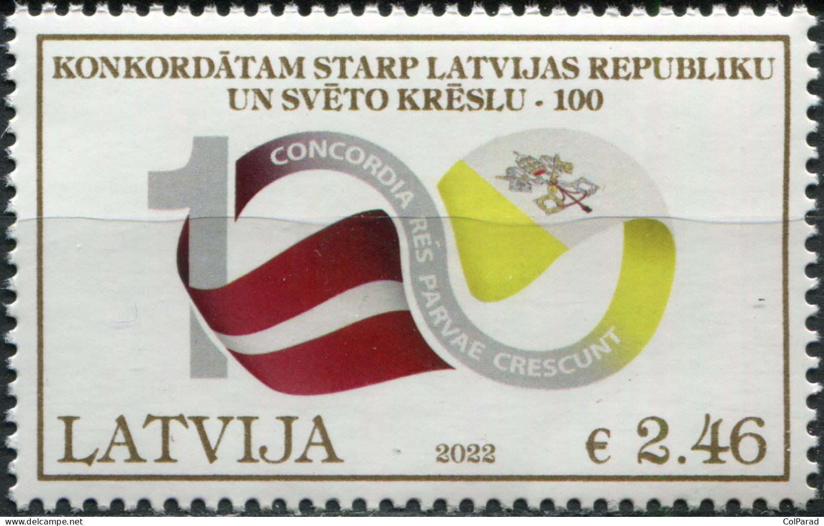 LATVIA - 2022 - STAMP MNH ** - 100th Anniversary Of Concordat With The Vatican - Letonia