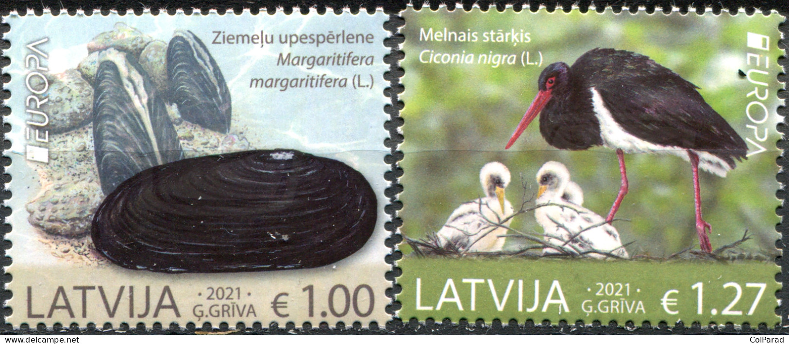 LATVIA - 2021 - SET OF 2 STAMPS MNH ** - Endangered Animal Species - Letonia