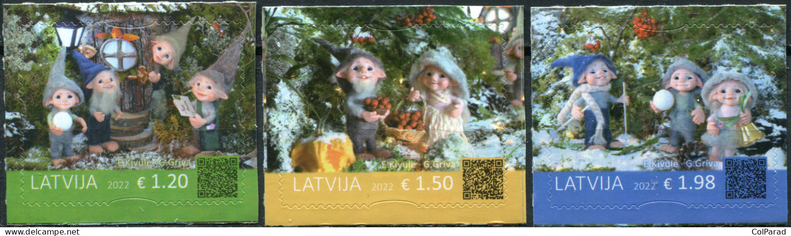 LATVIA - 2022 - SET OF 3 STAMPS MNH ** - Christmas. Gnome Figurines - Letonia