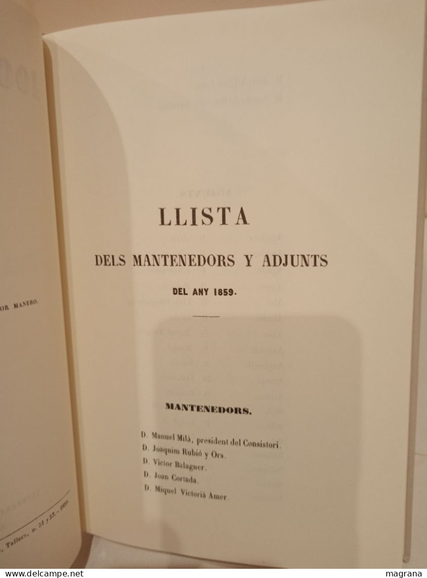 Jocs Florals de Barcelona en 1859. Edició Facsímil, documents i testimonis de Josep M. Domingo