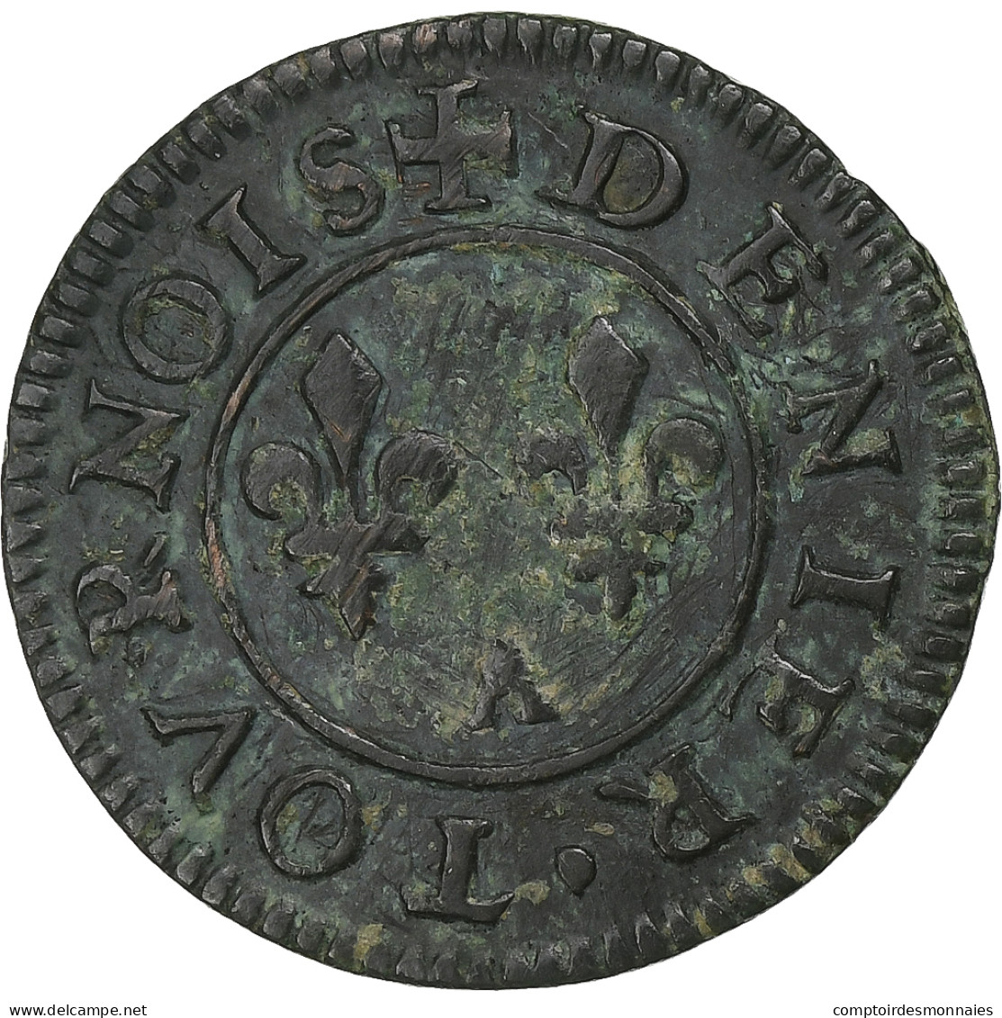 France, Henri III, Denier Tournois, Paris, Cuivre, TTB, Gadoury:450 - 1574-1589 Henri III