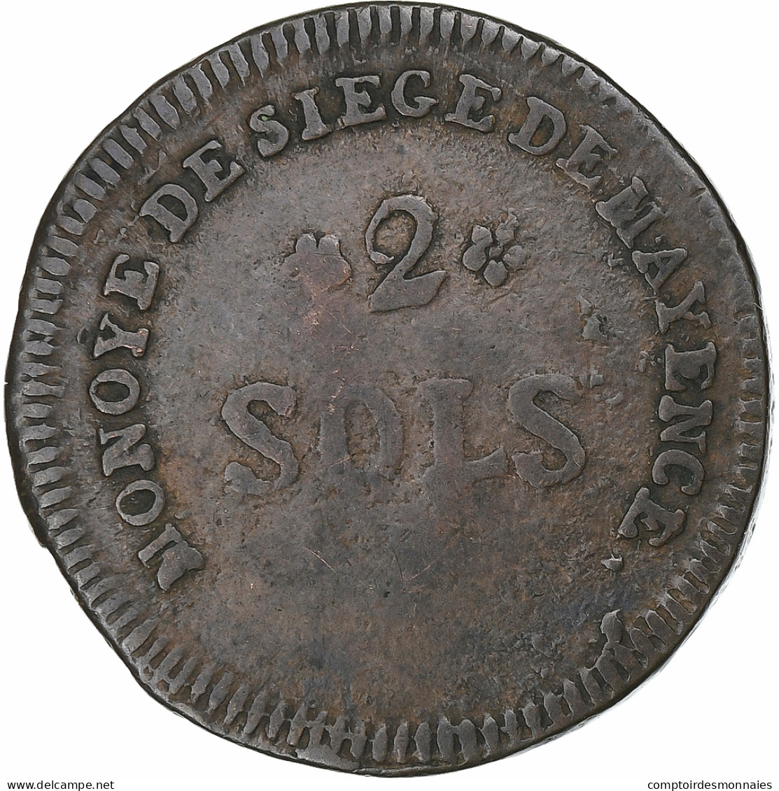 France, 2 Sols, Siège De Mayence, 1793, Mayence, Bronze, TB+, Gadoury:66 - Sonstige & Ohne Zuordnung