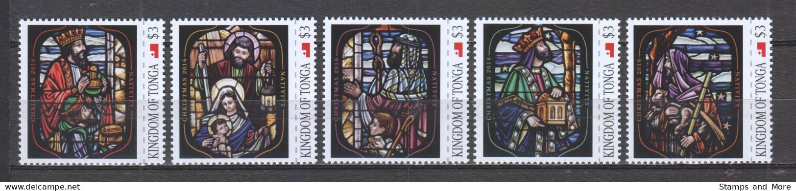 Tonga 2016 MNH Set CHRISTMAS - NATIVITY STORY CHURCH WINDOWS - Weihnachten