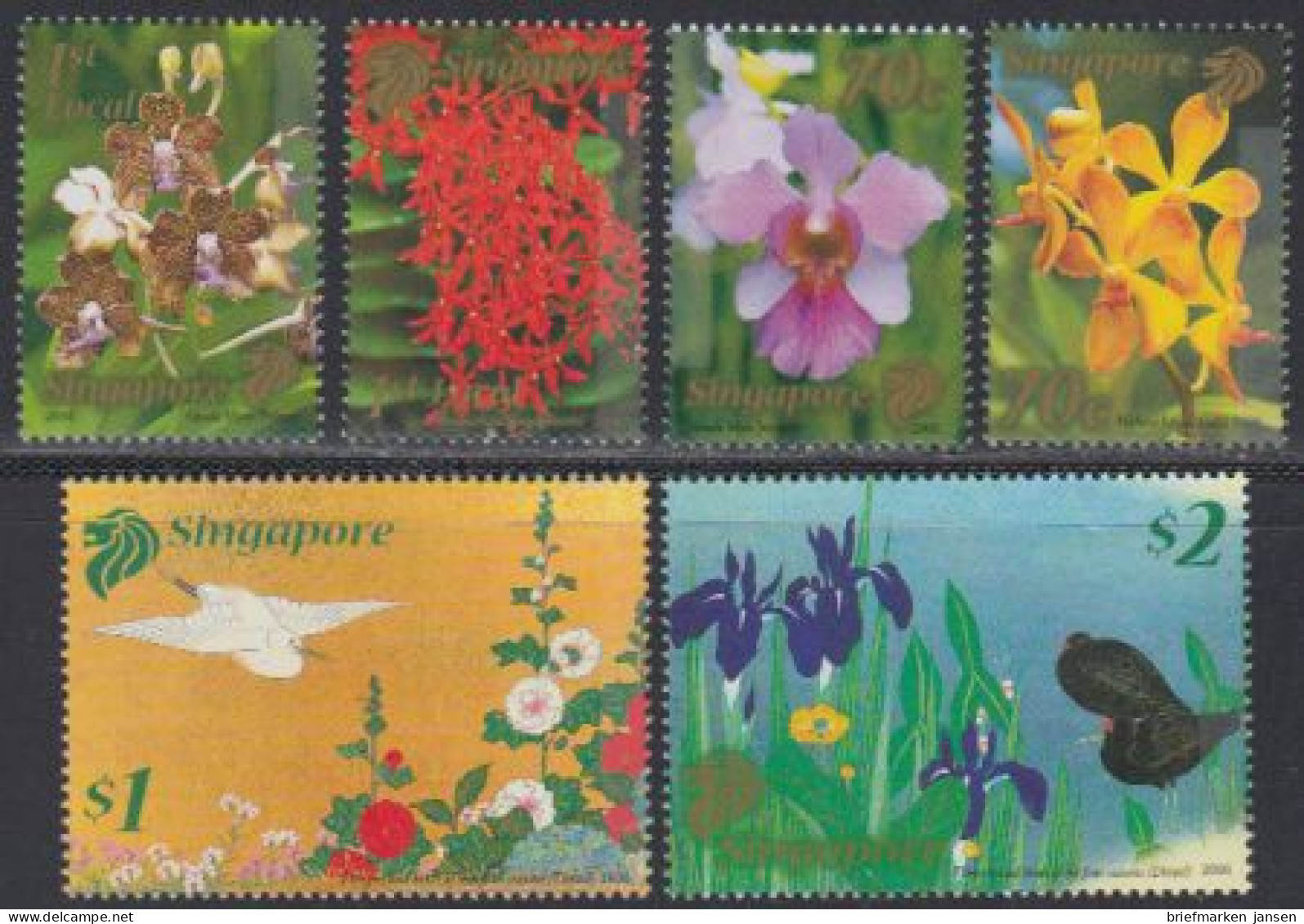 Singapur Mi.Nr. 1620-25IA Blumen (6 Werte) - Singapore (1959-...)