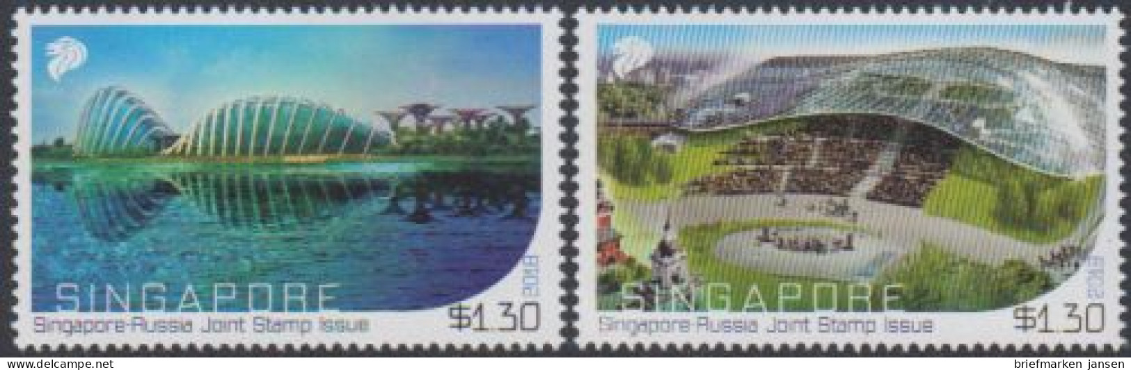 Singapur MiNr. 2522-23 Freundschaft M.Russland, Gardens By The Bay, Amphitheater (2 Werte) - Singapour (1959-...)