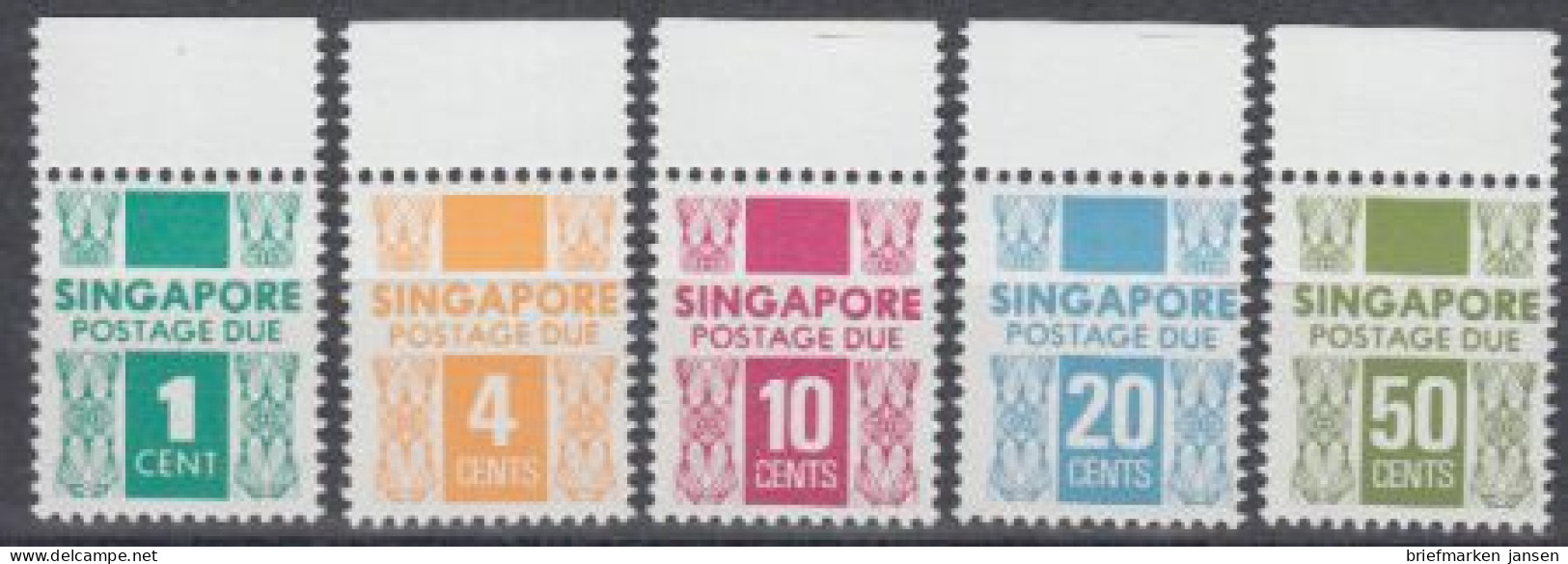 Singapur Mi.Nr. P14-18xA Portomarken 2. Ziffernzeichnung (5 Werte) - Singapour (1959-...)