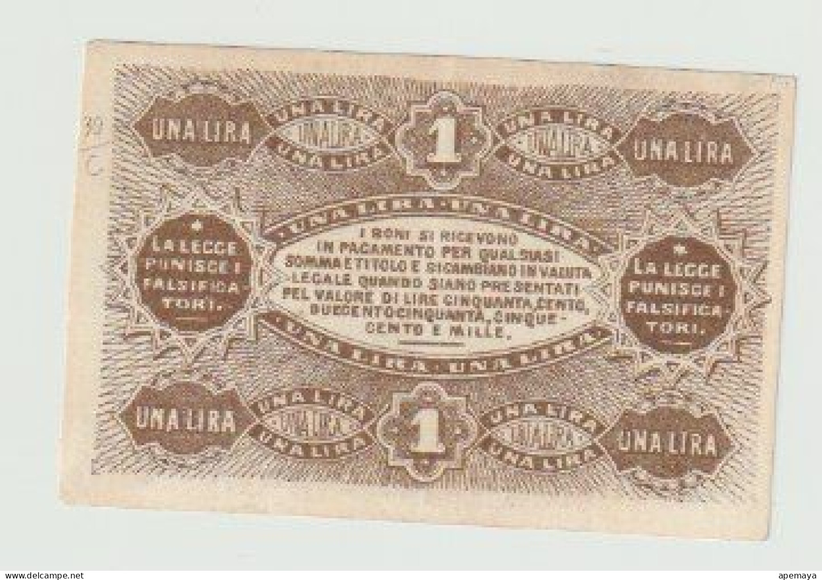 1872, BANCA DI ROMAGNA, BOLOGNA, UNA LIRA. NO PIEGHE, NO FORI. VEDI FOTO. - Other & Unclassified