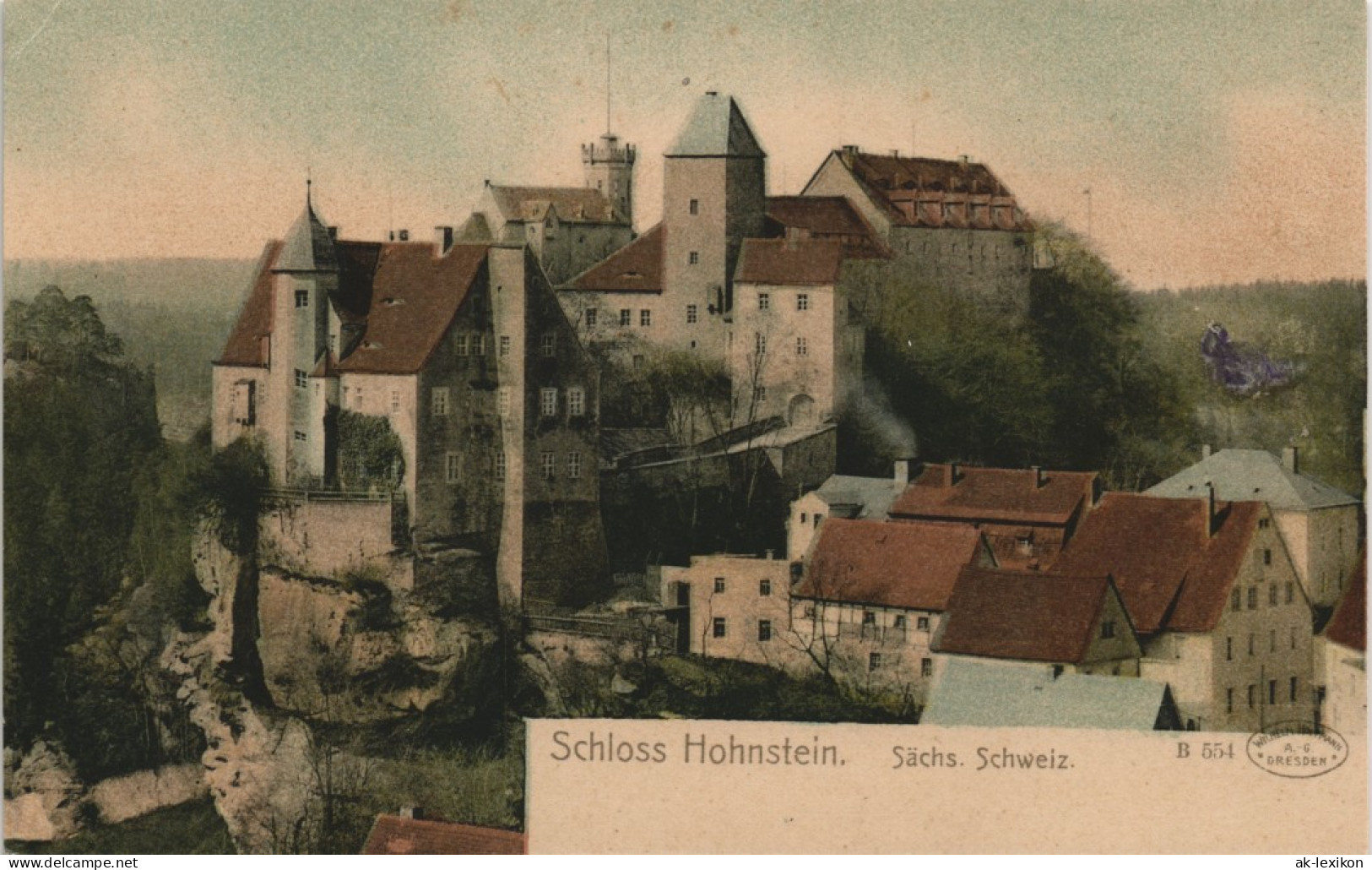 Hohnstein (Sächs. Schweiz) Sächsische Schweiz Schloss (Castle) Totalansicht 1900 - Hohnstein (Sächs. Schweiz)