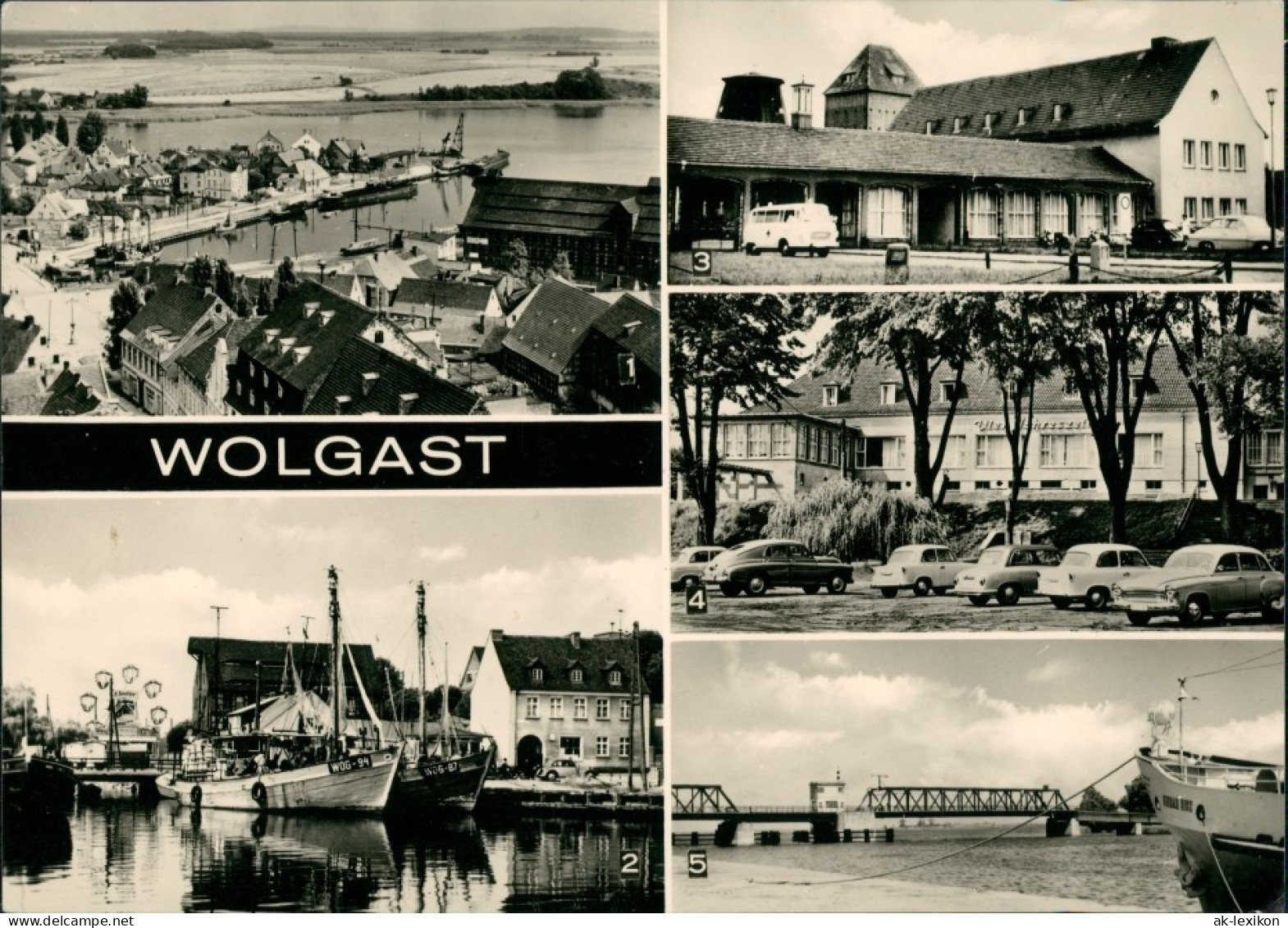 Wolgast Hafen, Kreiskrankenhaus, HOG Vier Jahreszeiten, Dampferanlegestelle 1975 - Wolgast