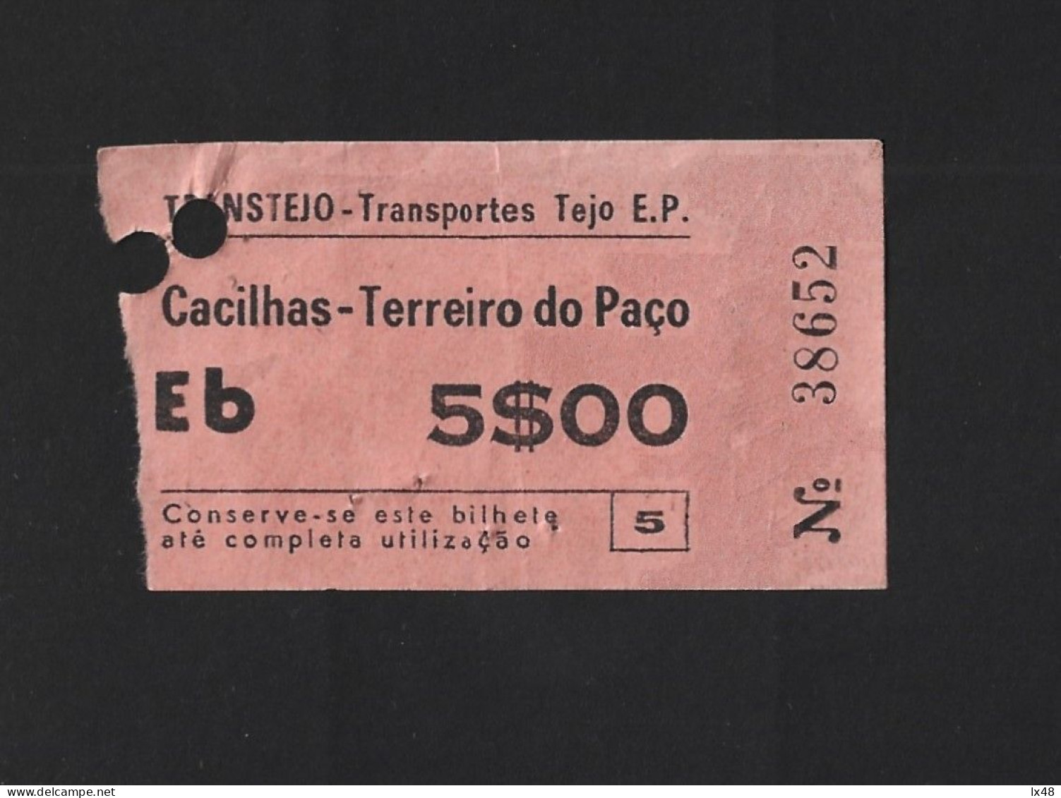 Ticket For The Transtejo Boat, From Cacilhas, Almada - Terreiro Do Paço Lisboa In 1977. Cacilheiros. Ticket Für Das Tran - Mundo