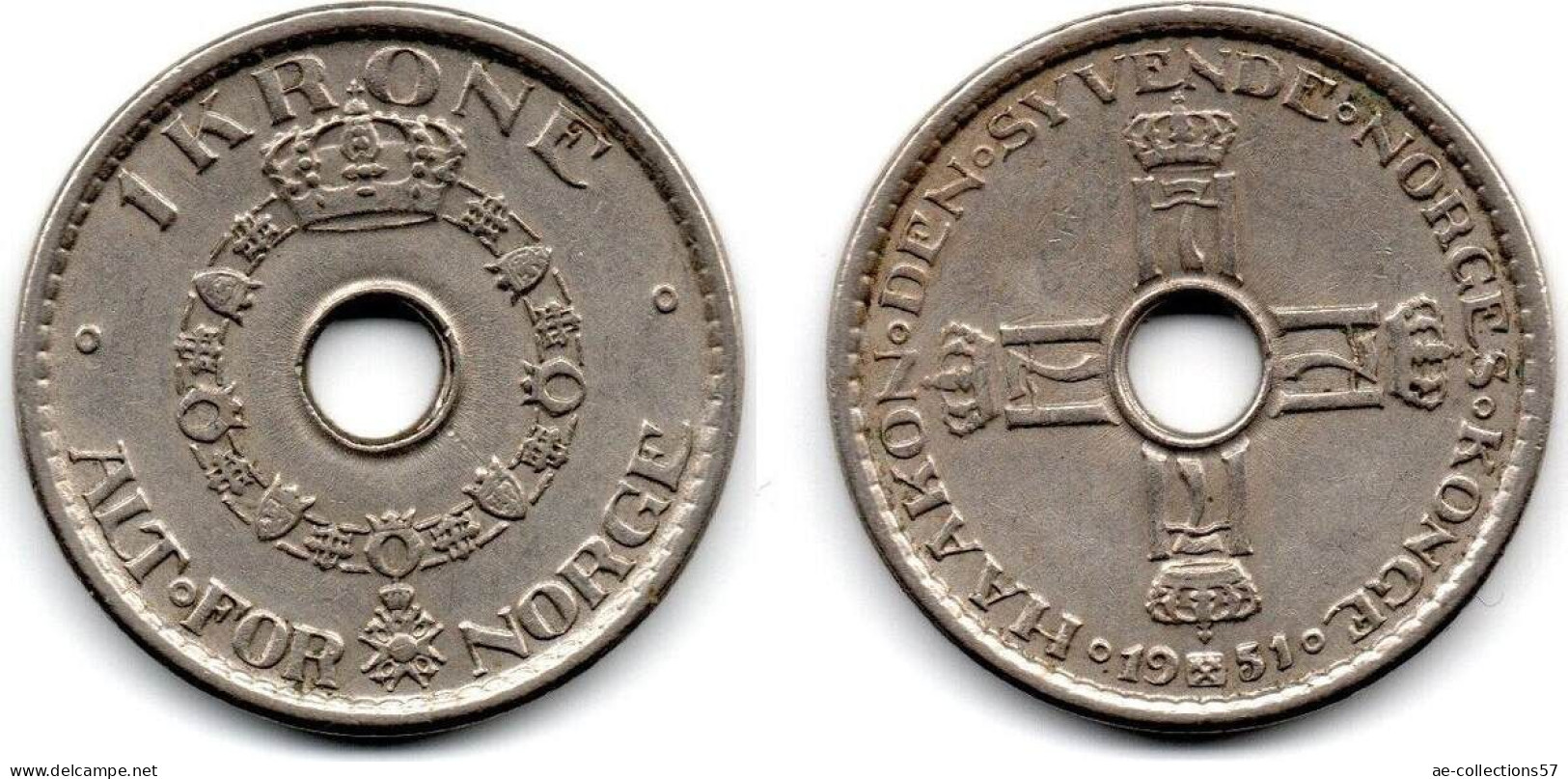 MA 31804 / Norvège - Norway - Norwegen 1 Krone 1951 TTB+ - Noruega