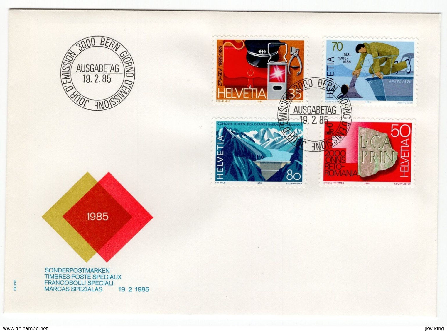 SWITZERLAND 1985 FDC FIRST DAY COVER HELVETIA - 19.2.1985 Retoromania Barrages - Correo Postal