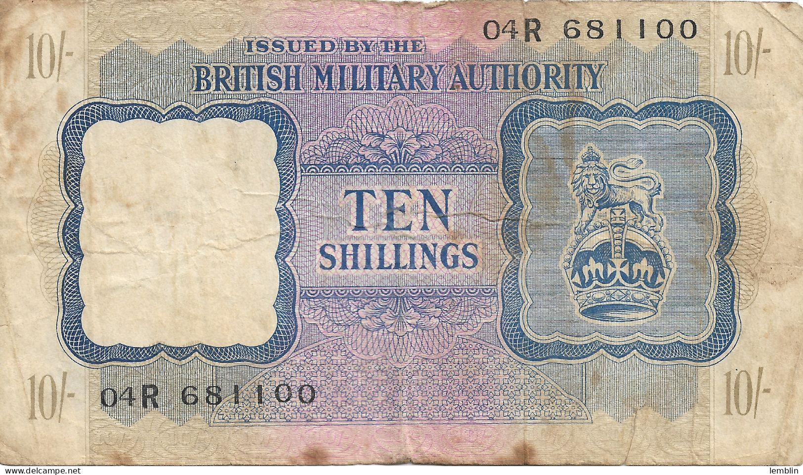 GRECE - 10 SHILLINGS OCCUPATION BRITANNIQUE DU DODECANESE 1943 - Grèce