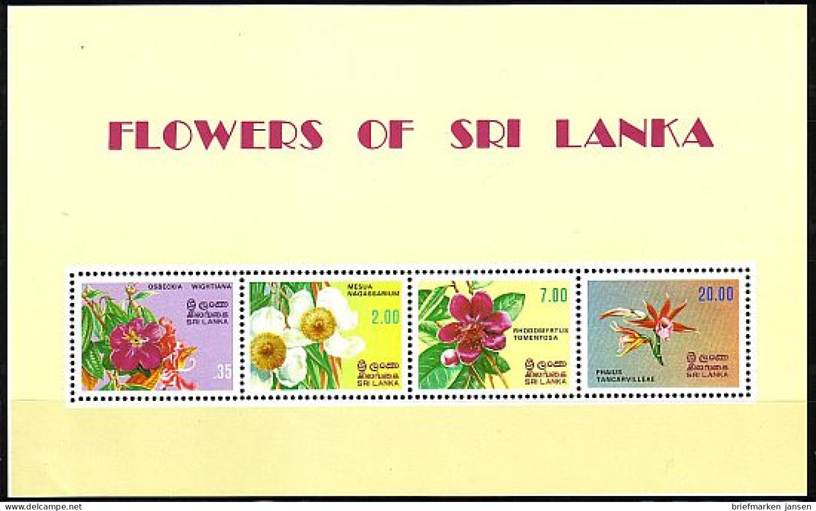 Sri Lanka Mi.Nr. Block 18 Blumen - Sri Lanka (Ceylan) (1948-...)