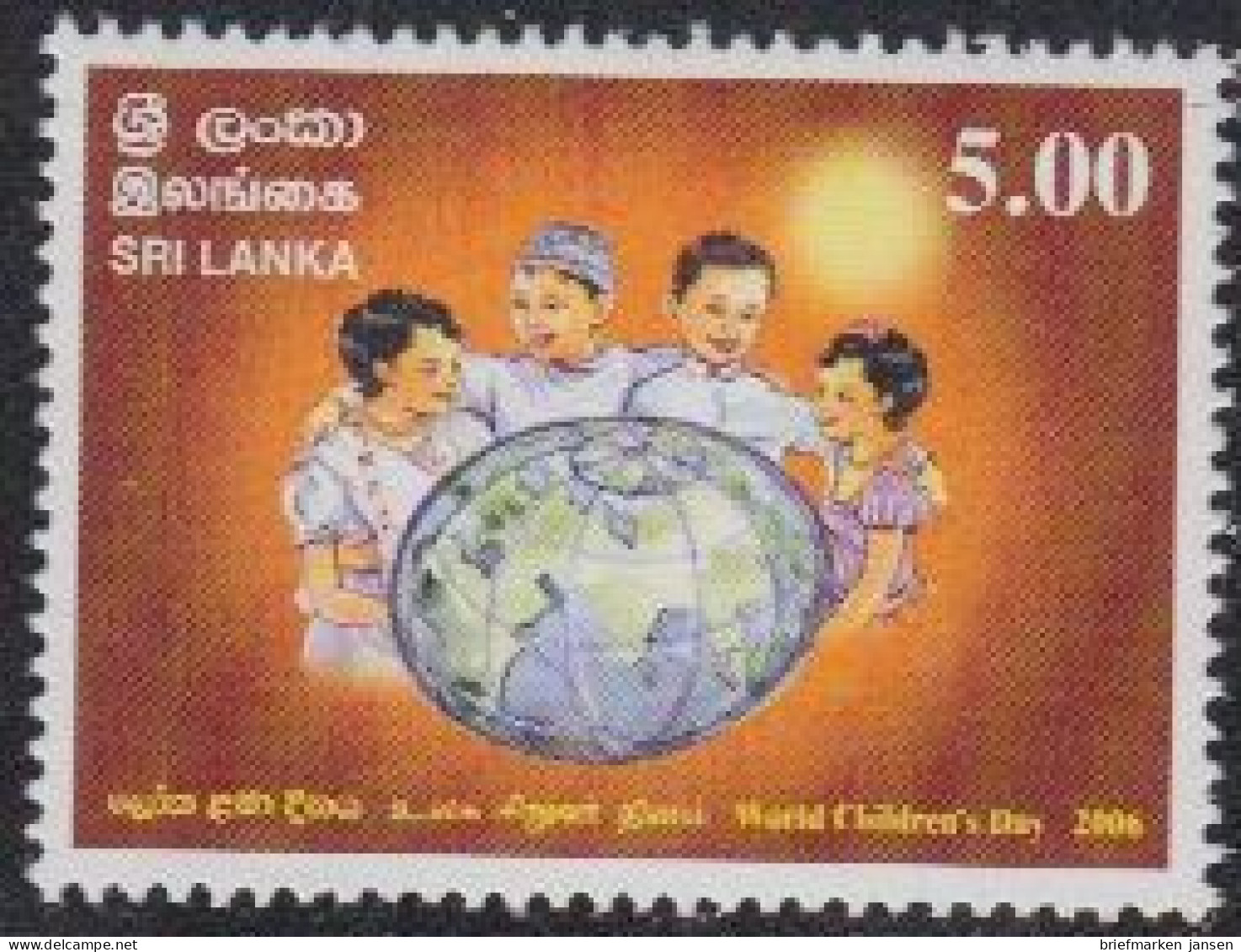 Sri Lanka Mi.Nr. 1591 Weltkindertag, Kinder Mit Globus (5,00) - Sri Lanka (Ceylon) (1948-...)