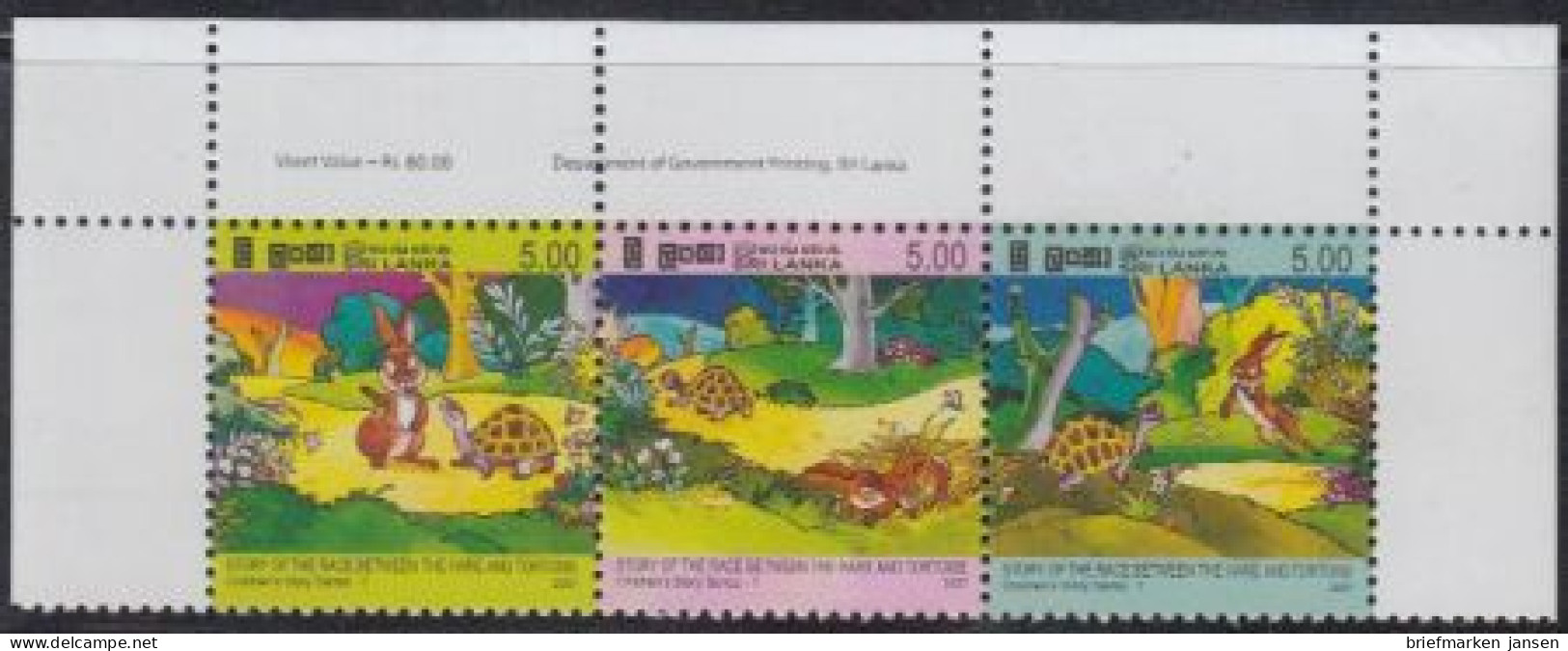 Sri Lanka Mi.Nr. Zdr.1679-81 Int.Tag Des Kinderfernsehens, Hase Und Schildkröte  - Sri Lanka (Ceylon) (1948-...)
