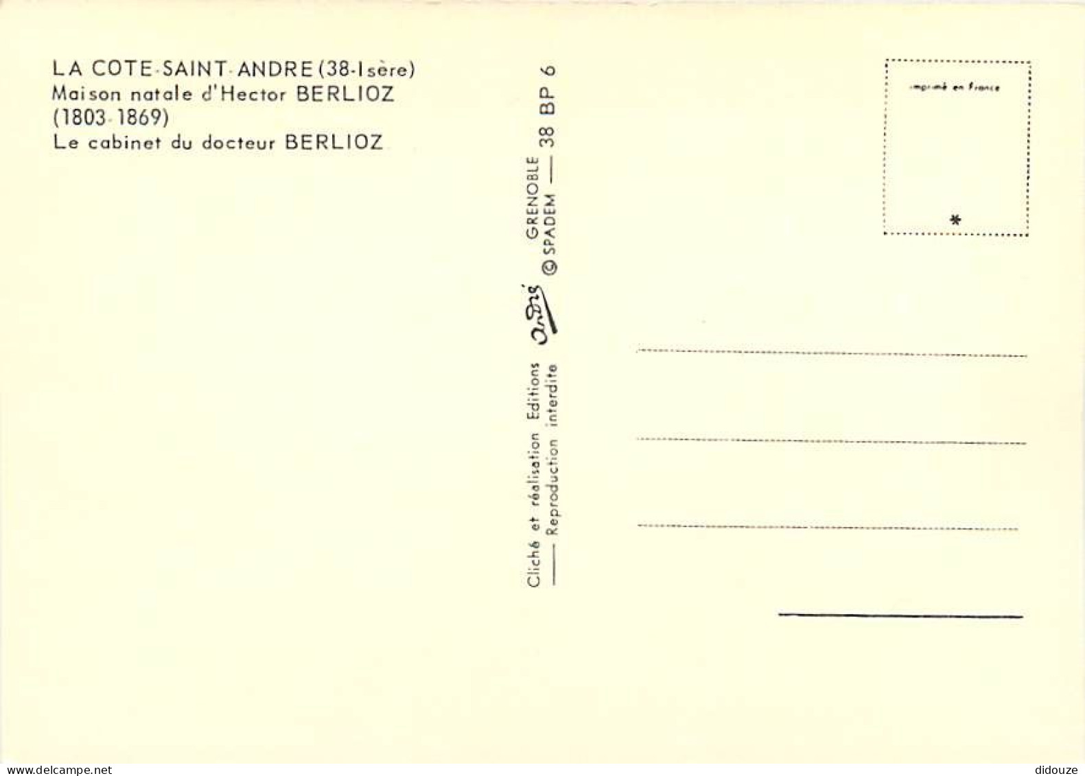 38 - La Cote Saint André - Maison Natale D'Hector Berlioz - Le Cabinet Du Docteur Berlioz - Carte Neuve - CPM - Voir Sca - La Côte-Saint-André