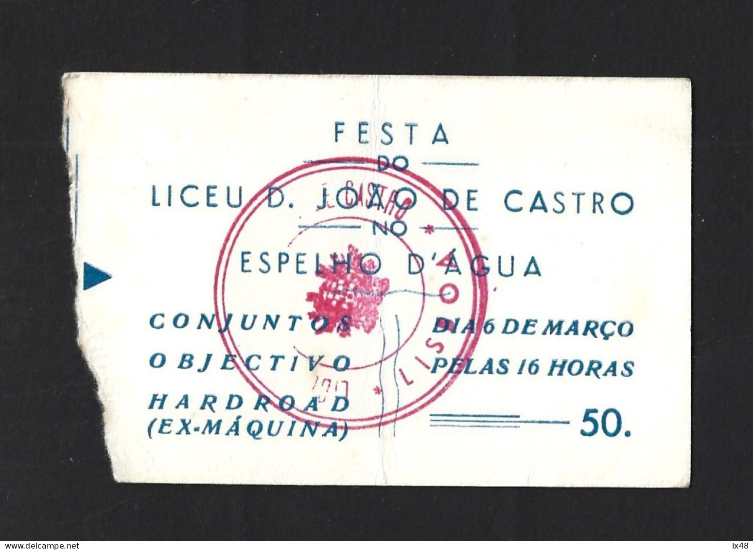 Festa Anual Do Liceu D. João De Castro, Lisboa No Restaurante Espelho De Água, Belém, Lisboa. Música. Conjunto Hardroad. - Tickets D'entrée